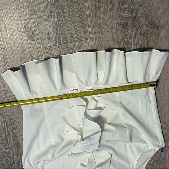 RALPH LAUREN White Ruffle Neck Button Down Sleeveless Peplum classic 14 XL - Picture 6 of 8